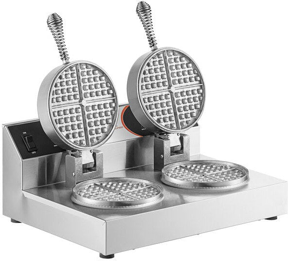Nemco - 120V 7" Round Dual Waffle Maker with Cast Aluminum Grids and Silverstone - 7000A-2S (ETA 4-6 Weeks)