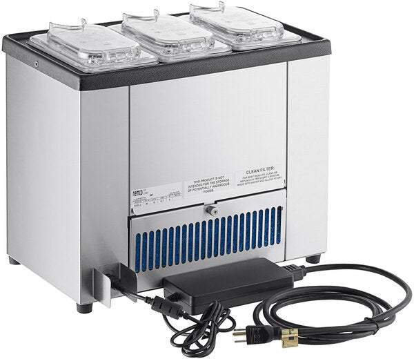 Nemco - 120V Countertop Cold Condiment Chiller with Three 1/9 Size Food Pan and Clear Lid - 9020-3 (ETA 4-6 Weeks)