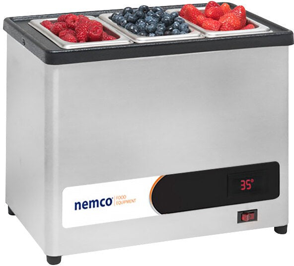 Nemco - 120V Countertop Cold Condiment Chiller with Two 1/6 Size Food Pan and Clear Hinged Lid - 9020-2 (ETA 4-6 Weeks)