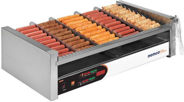 Nemco - 120V Digital Slanted Hot Dog Roller Grill with GripsIt Non-Stick Coating also 30 Hot Dog Capacity - 8230SX-SLT (ETA 4-6 Weeks)