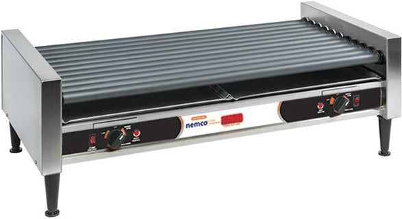 Nemco - 120V Slanted Hot Dog Roller Grill with Digital Temperature Readout and GripsIt Non-Stick Coating with 50 Hot Dog Capacity - 8050SX-SLT-RC (ETA 4-6 Weeks)