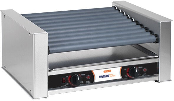 Nemco - 120V Slanted Hot Dog Roller Grill with GripsIt Non-Stick Coating with 27 Hot Dog Capacity - 8027SX-SLT (ETA 4-6 Weeks)