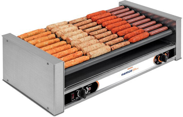 Nemco - 120V Slanted Hot Dog Roller Grill with GripsIt Non-Stick Coating with 36 Hot Dog Capacity - 8036SX-SLT (ETA 4-6 Weeks)