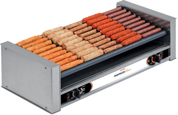 Nemco - 120V Wide Hot Dog Roller Grill with GripsIt Non-Stick Coating with 45 Hot Dog Capacity - 8045SXW (ETA 4-6 Weeks)