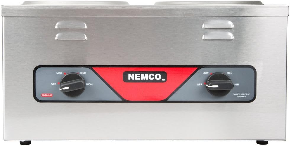 Nemco - 220V 4 QT Double Well Countertop Food Warmer with Insets, Cover and Ladle - 6120A-ICL (ETA 4-6 Weeks)