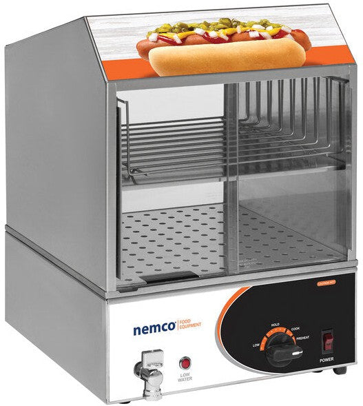 Nemco - 220V Countertop Hot Dog Steamer with Low Water Indicator Light - 8300 (ETA 4-6 Weeks)