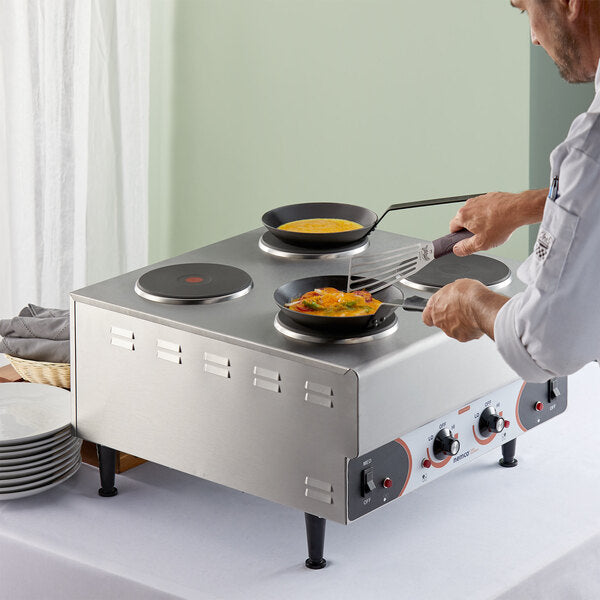 Nemco - 240V 24.2" Electric Countertop Raised Vertical Hot Plate with 4 Solid Burners - 6311-4-240 (ETA 4-6 Weeks)