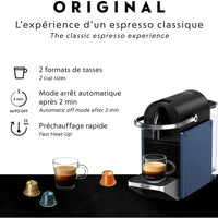 Nespresso - 9.25" Dark Blue Pixie Compact Espresso Machine by DeLonghi, with 19-Bar Pump - EN127BLCA