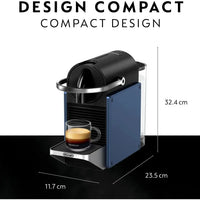 Nespresso - 9.25" Dark Blue Pixie Compact Espresso Machine by DeLonghi, with 19-Bar Pump - EN127BLCA