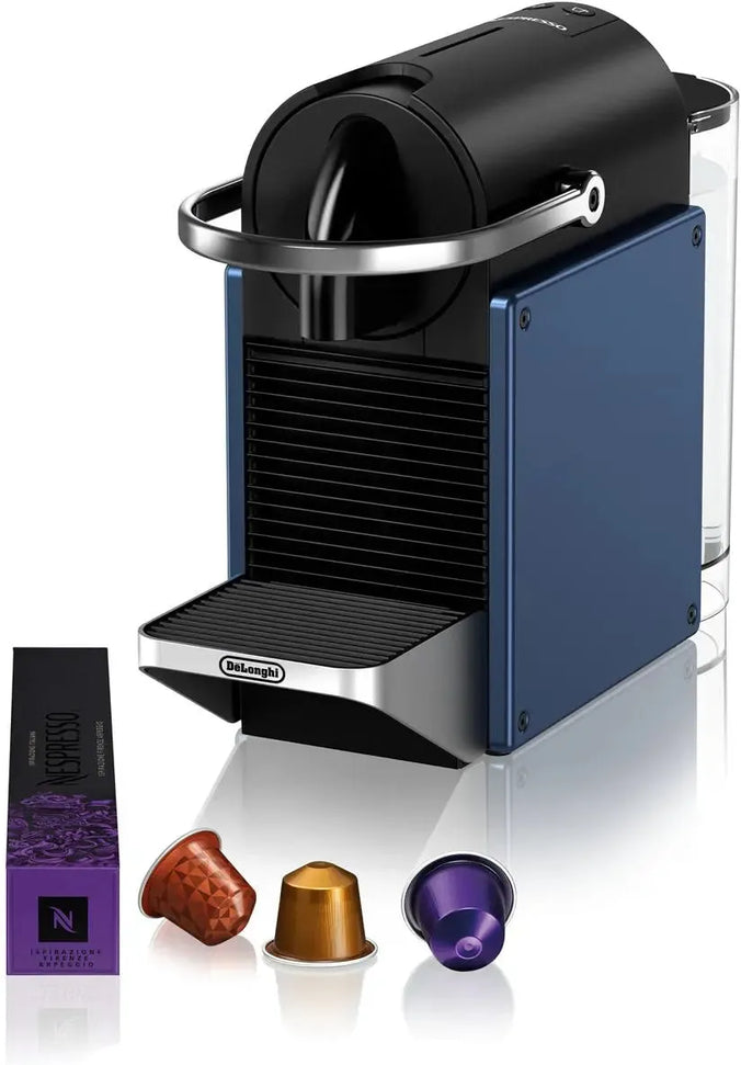 Nespresso - 9.25" Dark Blue Pixie Compact Espresso Machine by DeLonghi, with 19-Bar Pump - EN127BLCA