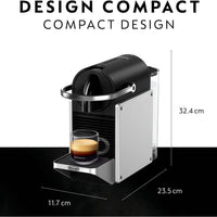 Nespresso - 9.25" Silver Pixie Compact Espresso Machine by DeLonghi, with 19-Bar Pump - EN127SCA