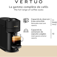 Nespresso - Black Vertuo Next Coffee and Espresso Machine with Aeroccino by De'Longhi - ENV120BAECA