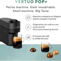Nespresso - Black Vertuo Pop+ Espresso Machine with Aeroccino by De'Longhi - ENV92BAECA