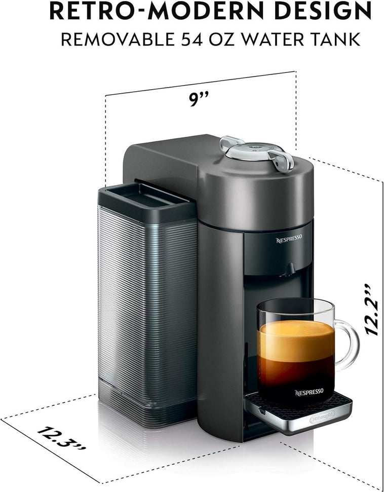 Nespresso - Graphite Metal Vertuo Evoluo Coffee and Espresso Machine with Aeroccino by De'Longhi - ENV135GYAECA