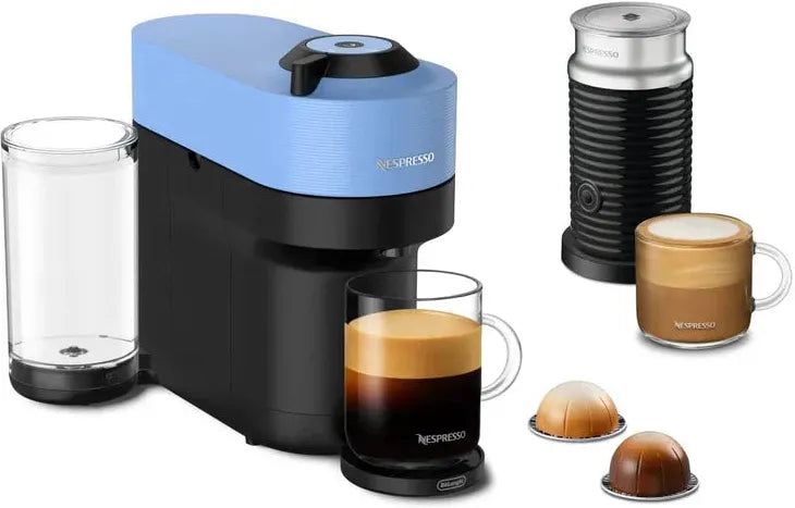 Nespresso - Pacific Blue Vertuo Pop+ Coffee and Espresso Machine with Aeroccino by De'Longhi - ENV92AAECA