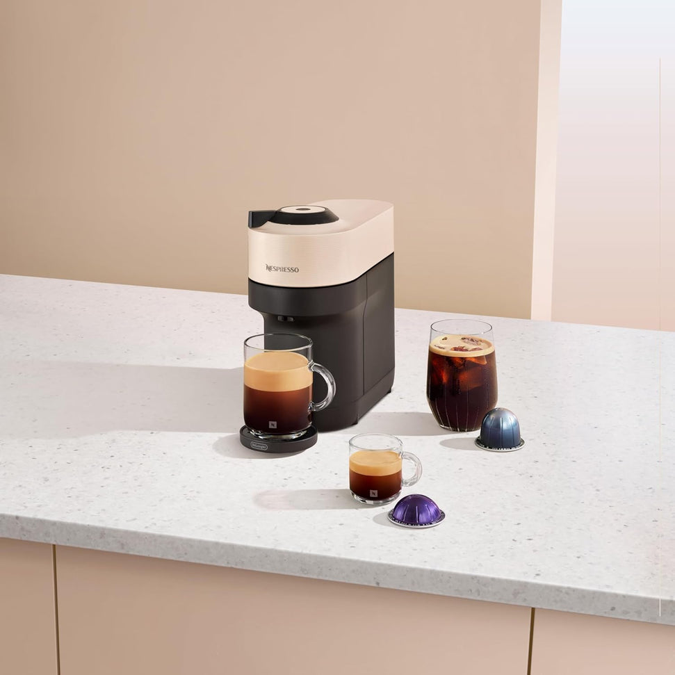Nespresso - Sand Beige Vertuo Pop+ Coffee and Espresso Machine by De'Longhi - ENV92BECA