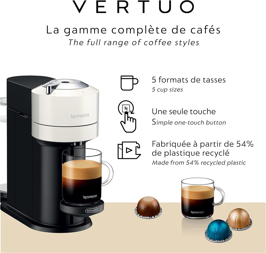 Nespresso - White Vertuo Next Coffee Maker and Espresso Machine by De'Longhi - ENV120WCA