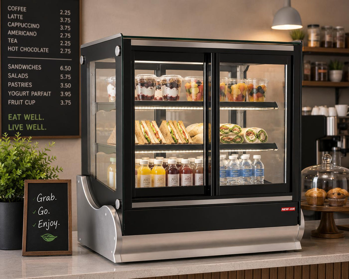 New Air - 36" Square Glass Refrigerated Countertop Display Case - NCDC-36-SV