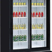 New Air - 40" Double Sliding Glass Door Refrigerated Merchandiser with Illuminated Canopy - NGR-40-S