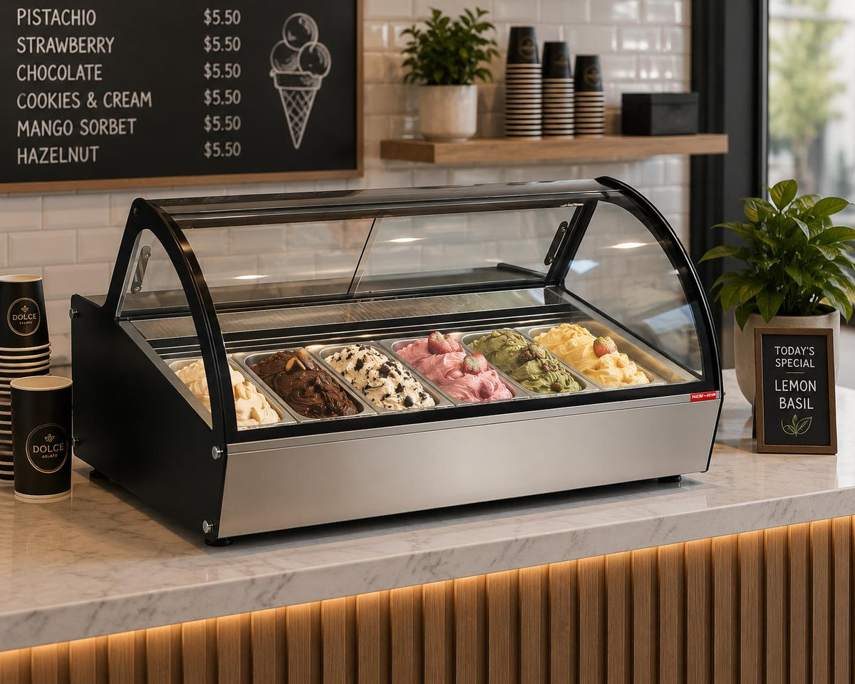 New Air - 46" Gelato Countertop Display Case, 6 Pans - NCGD-46-S