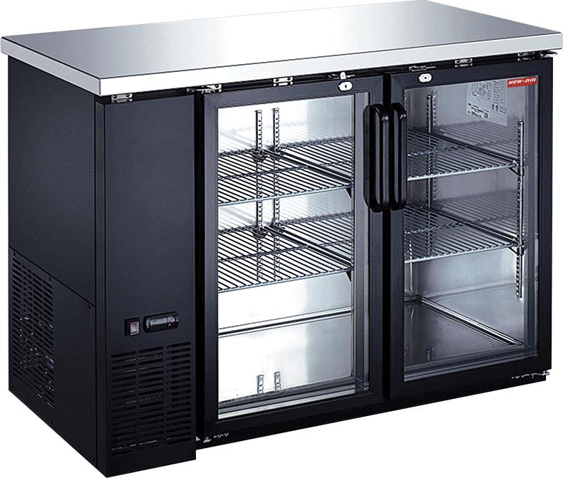 New Air - 48" Double Glass Door Narrow Back Bar Cooler - NBB-48-SG-N