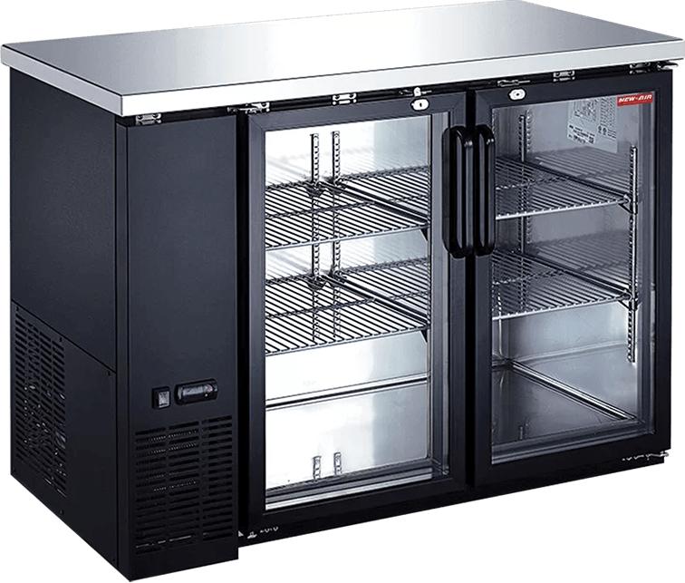New Air - 48" Double Glass Door Narrow Back Bar Cooler - NBB-48-SG-N
