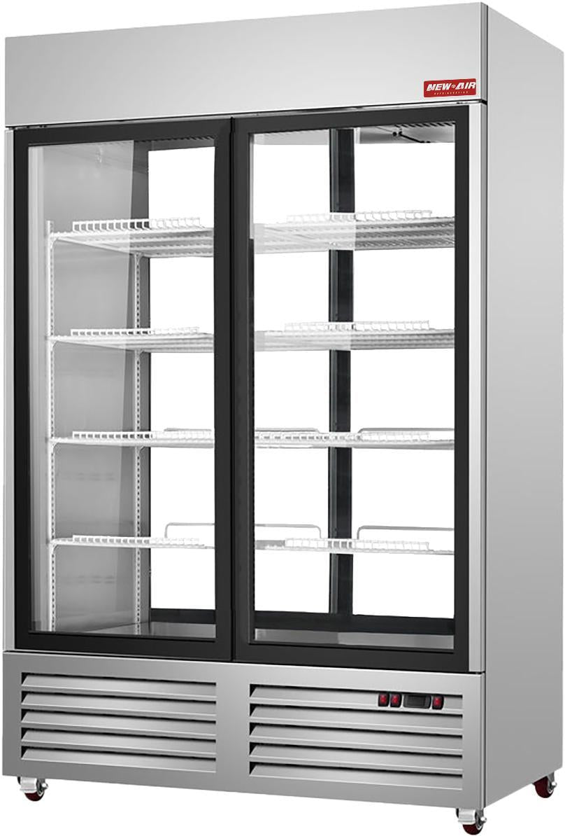 New Air - 48" Double Glass Door Stainless Steel Pass-Thru Reach-In Refrigerator - NSGR-48-PT