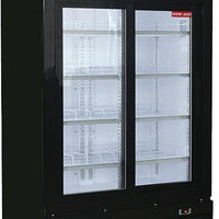 New Air - 48" Double Sliding Glass Door Refrigerated Merchandiser with Illuminated Canopy - NGR-48-S