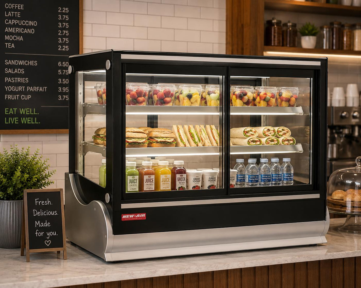 New Air - 48" Square Glass Refrigerated Countertop Display Case - NCDC-48-SV