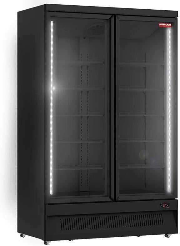 New Air - 49" Black Double Glass Door Freezer Merchandiser - NGF-49-HB