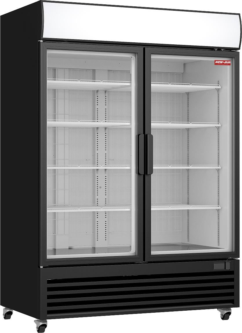 New Air - 54" Double Glass Door Freezer Merchandiser with Illuminated Canopy - NGF-122-H