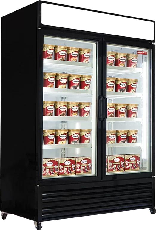 New Air - 54" Double Glass Door Freezer Merchandiser with Illuminated Canopy - NGF-122-H