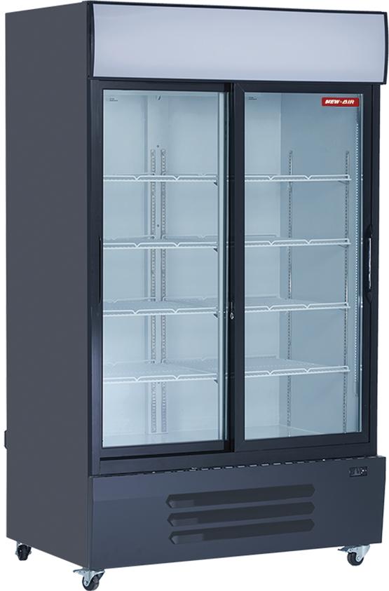 New Air - 54" Double Sliding Glass Door Refrigerated Merchandiser with Illuminated Canopy - NGR-115-S