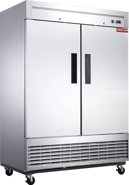 New Air - 54.50" Double Solid Door Stainless Steel Reach-In Refrigerator - NSR-115-H