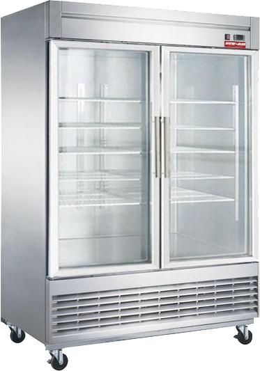 New Air - 55" Double Glass Door Stainless Steel Reach-In Refrigerator - NSGR-55-H