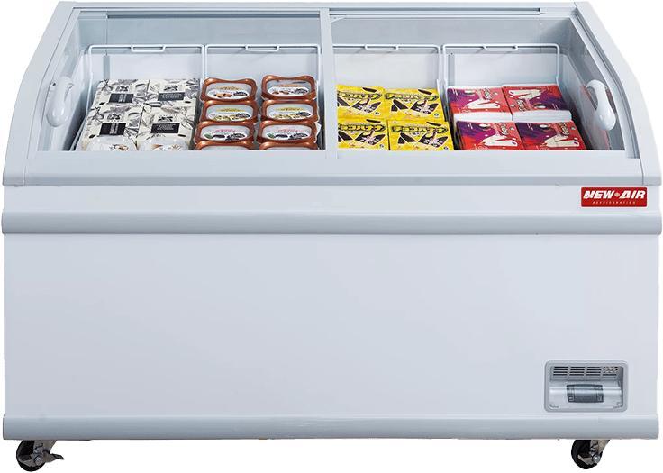 New Air - 56" Curved Glass Island Freezer with 4 Baskets - NIF-56-CG