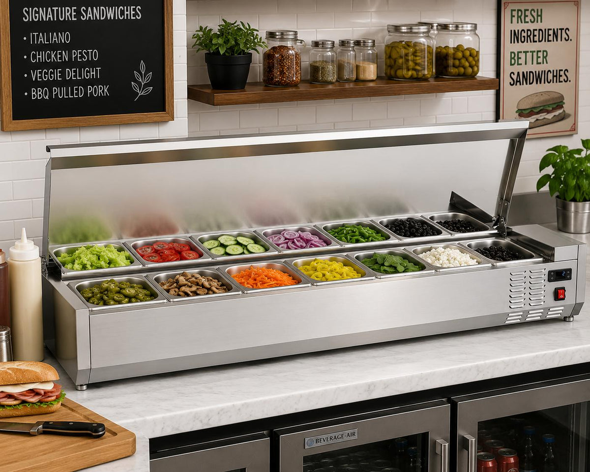 New Air - 59" Refrigerated Countertop Salad Display - NCSD-59-SL