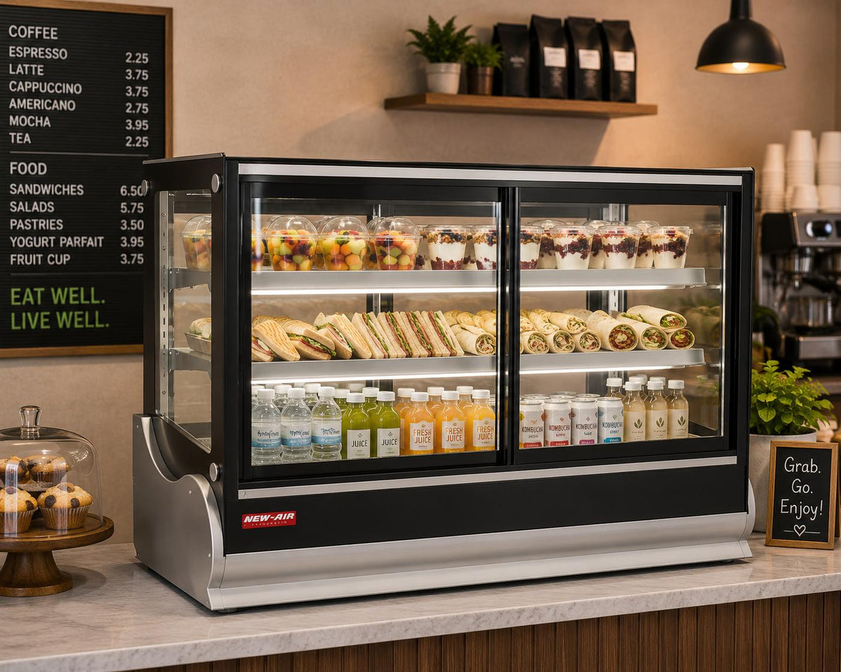 New Air - 60" Square Glass Refrigerated Countertop Display Case - NCDC-60-SV