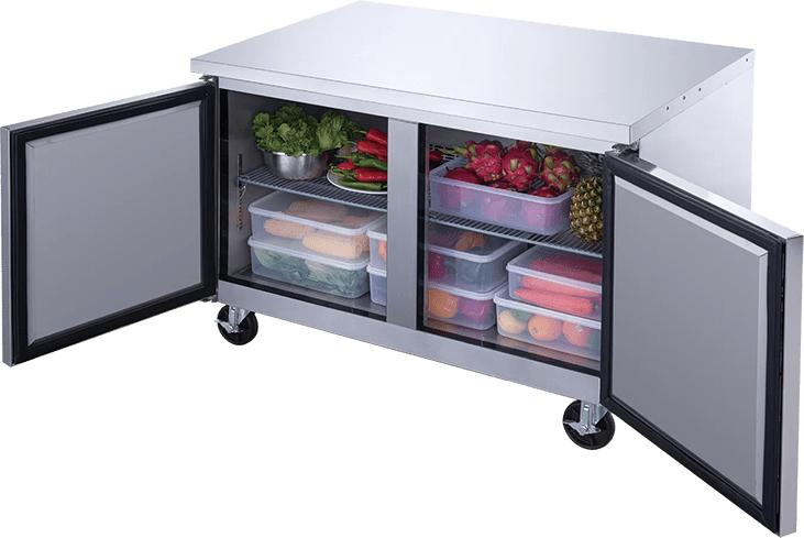 New Air - 60" Stainless Steel Two Door Undercounter Refrigerator - NUR-060-SS