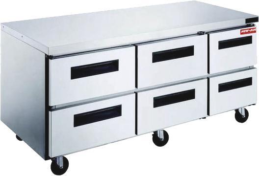 New Air - 72" Stainless Steel Six Drawer Undercounter Refrigerator - NUR-72-6D