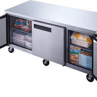 New Air - 72" Stainless Steel Three Door Undercounter Freezer - NUF-072-SS