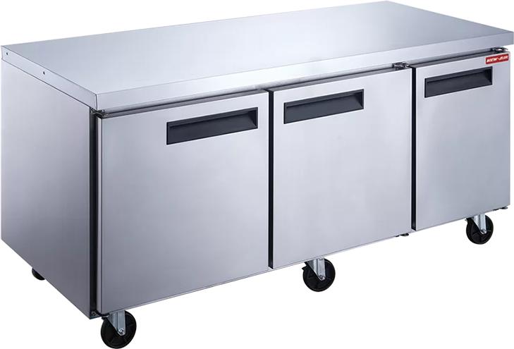 New Air - 72" Stainless Steel Three Door Undercounter Freezer - NUF-072-SS