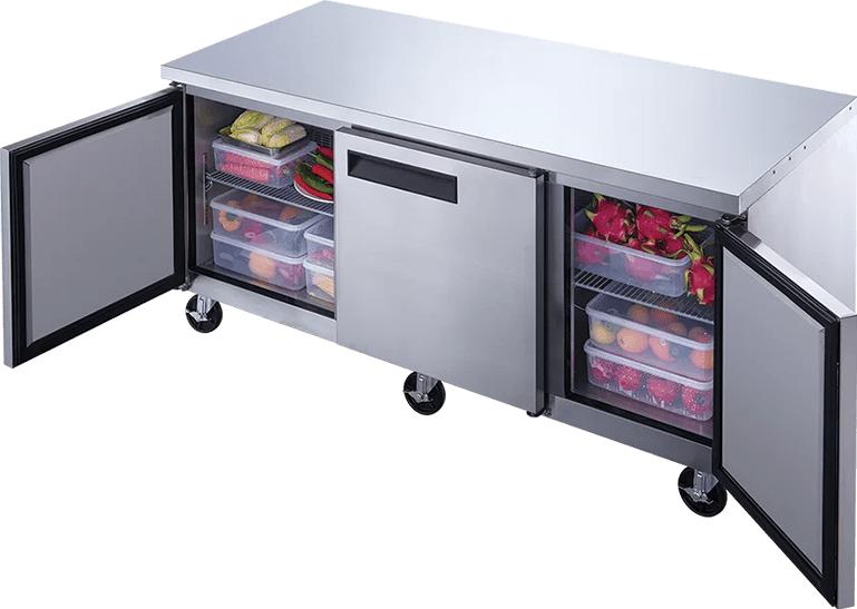 New Air - 72" Stainless Steel Three Door Undercounter Refrigerator - NUR-072-SS
