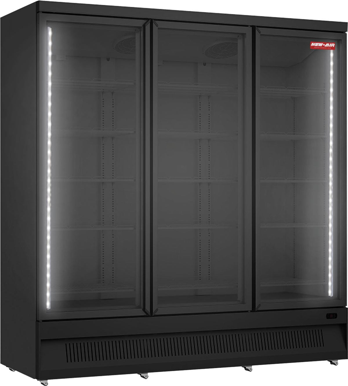 New Air - 74" Black Triple Glass Door Refrigerated Merchandiser - NGR-74-HB
