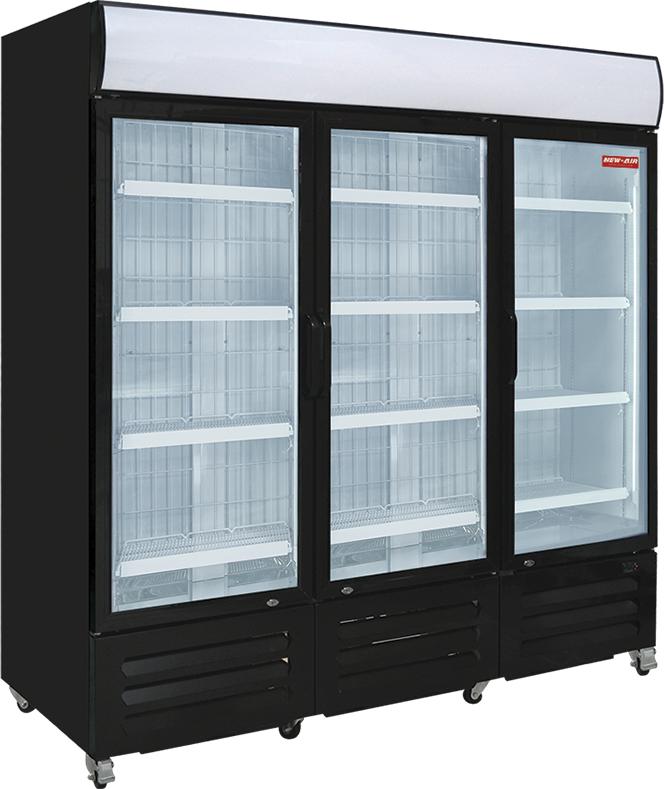 New Air - 78" Triple Glass Door Refrigerated Merchandiser with Illuminated Canopy - NGR-182-H