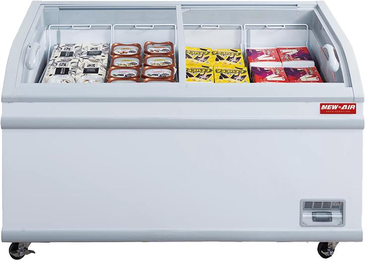 New Air - 80" Curved Glass Island Freezer with 6 Baskets - NIF-80-CG