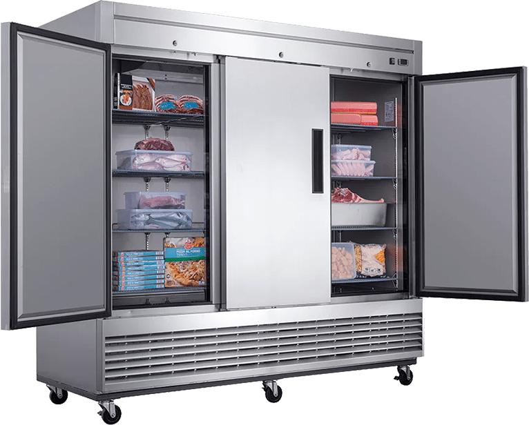 New Air - 82.63" Triple Solid Door Stainless Steel Reach-In Freezer - NSF-182-H