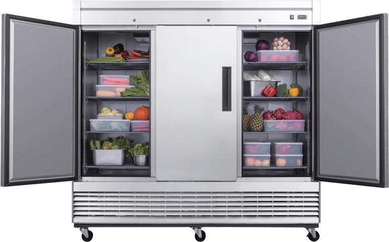 New Air - 82.63" Triple Solid Door Stainless Steel Reach-In Refrigerator - NSR-182-H