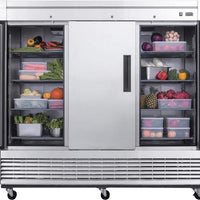 New Air - 82.63" Triple Solid Door Stainless Steel Reach-In Refrigerator - NSR-182-H