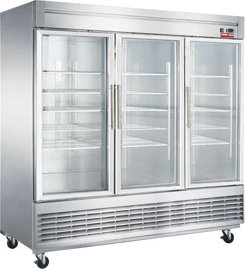 New Air - 83" Triple Glass Door Stainless Steel Reach-In Refrigerator - NSGR-83-H